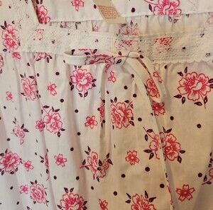 Vintage Pink Floral Sleeveless Nightgown 100% Cotton Small